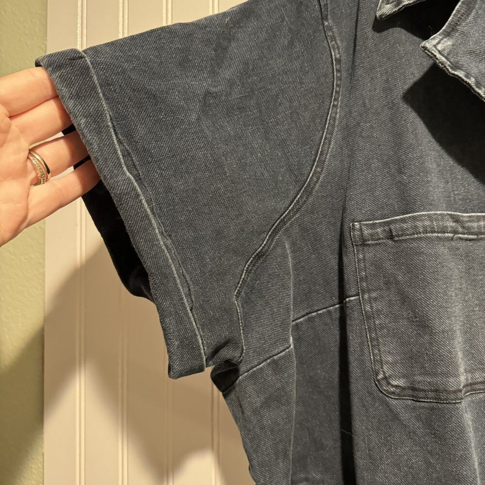 Skies Are Blue Curvy Denim Utility Jumpsuit Plus Size 3X - Picture 4 of 9